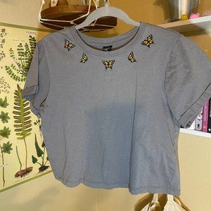 Gray Butterfly Croptop